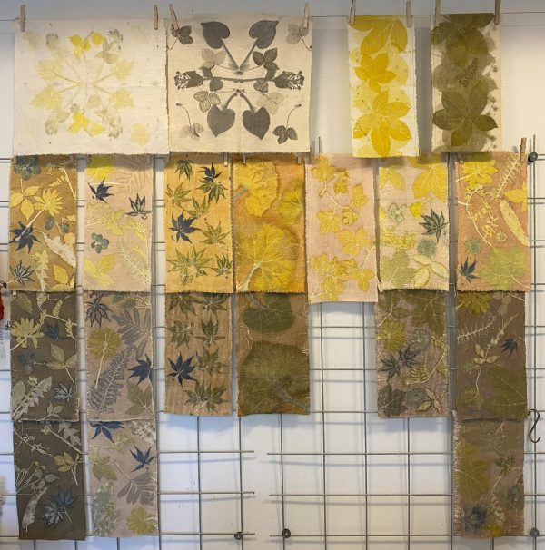 botanisk print challenge prøver fra forløbet